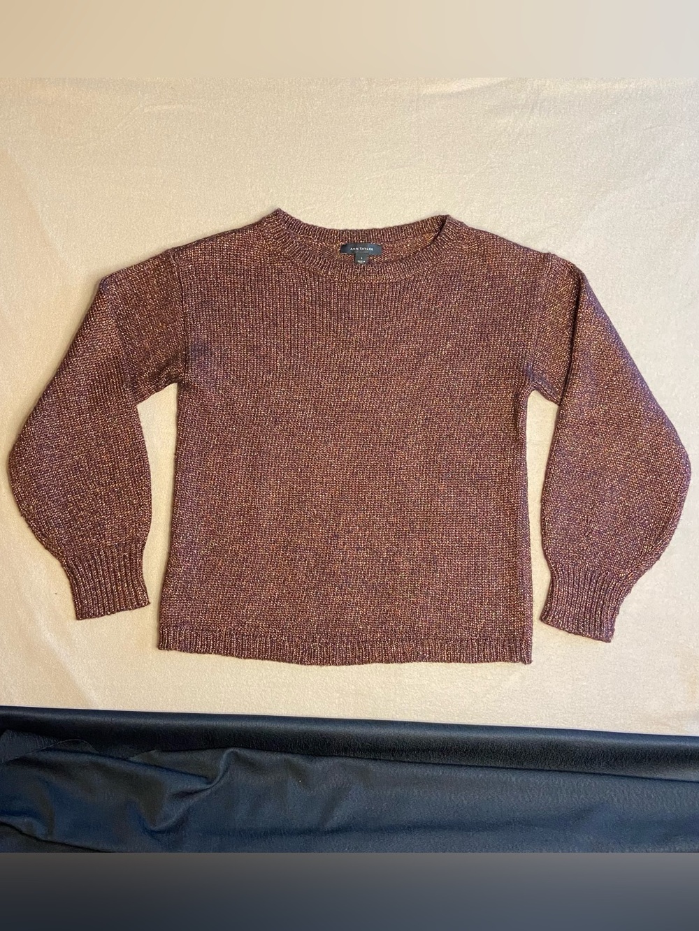 Ann Taylor Marled Copper-Brown Crewneck Sweater